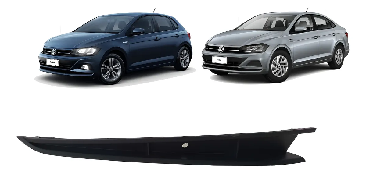 Moldura Grade Para-choque Dianteiro Direito Polo Virtus Preto Direito