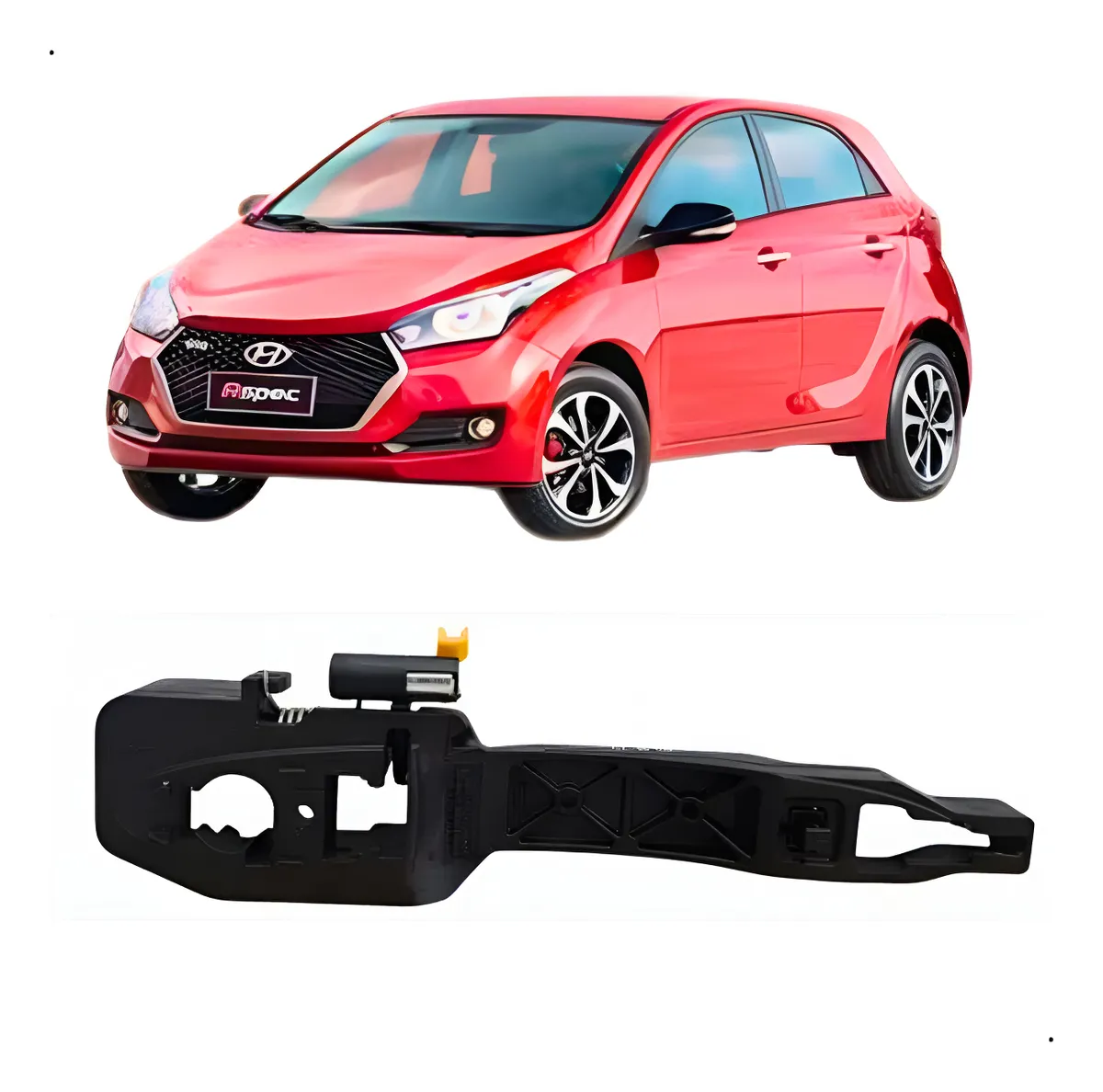 Base Maçaneta Dianteira Direita Hyundai Hb20 2012 - 2018 Preto