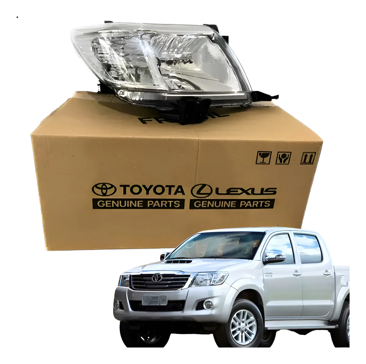 Farol Dianteiro Ld Cromado Hilux Srv Pick-up 12/15 Original Direito